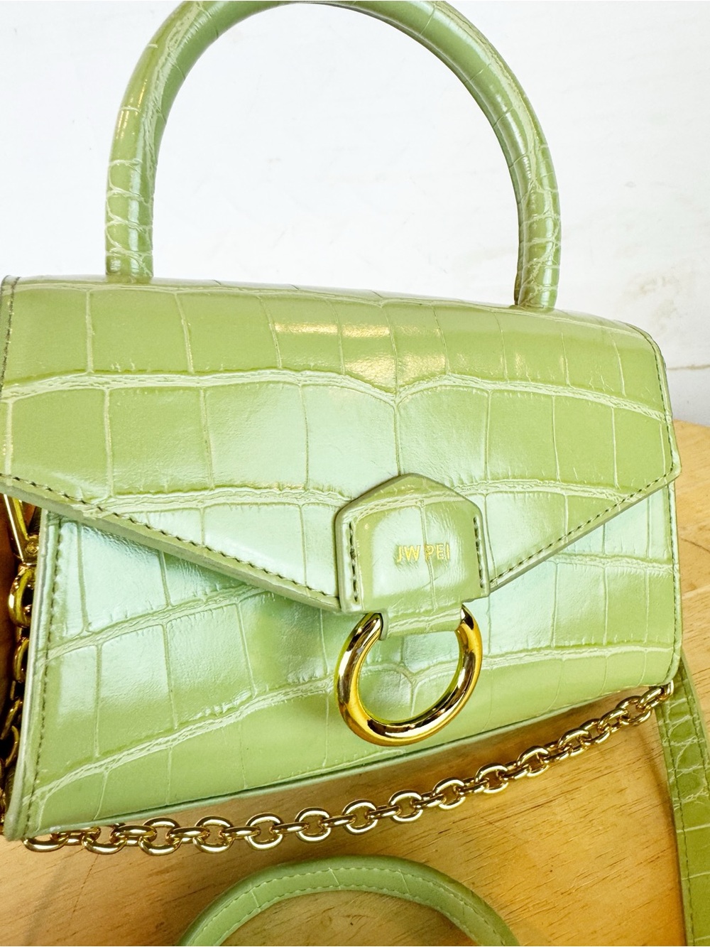 JW Pei | Green Croc Top Handle Crossbody Mini Bag - Picture 6 of 12
